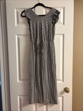 Caution To The Wind Black & White Striped Jumpsuit